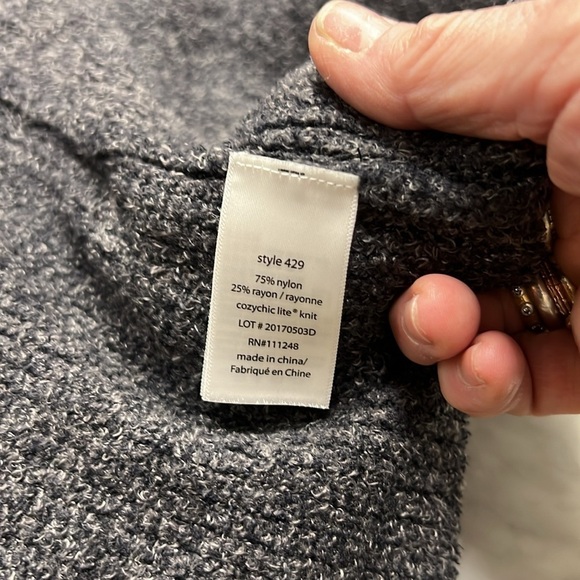 Barefoot Dreams CozyChic Lite Black Gray Open Front Cardigan Loungewear Size 2 - Picture 10 of 12